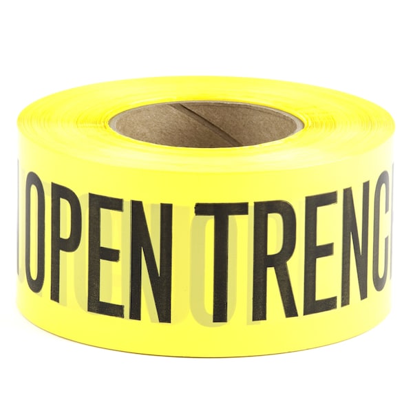 Dottie Barricade Tape, Caution Open Trench, Yellow, Polyethylene BT19 - main